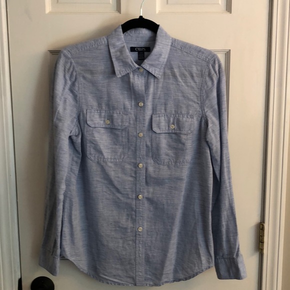 NWOT Chaps Chambray Button Down Top - Picture 1 of 6